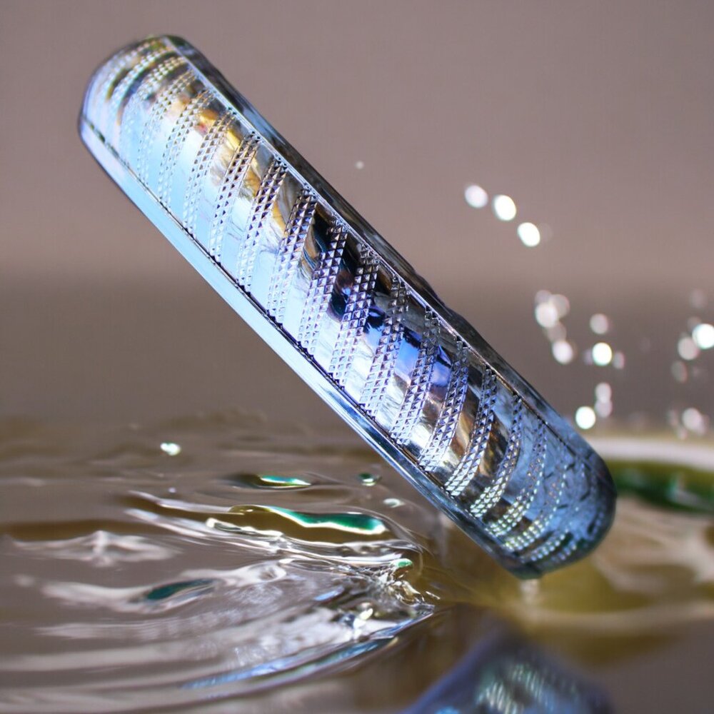 Etched Silver Tone Wide Bangle Bracelet